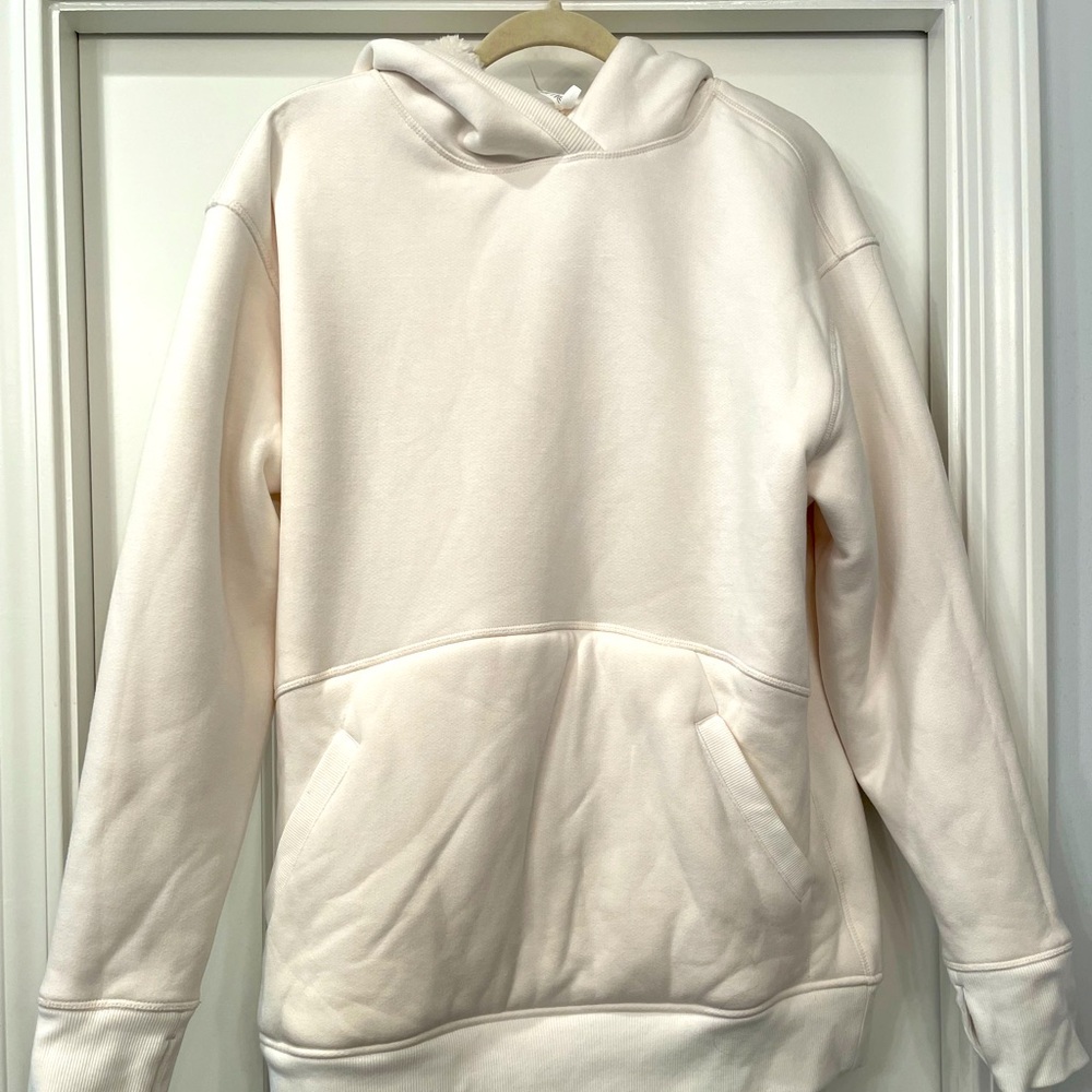 Athleta Fleece Lined Hoodie (reversible) Cream size M Women